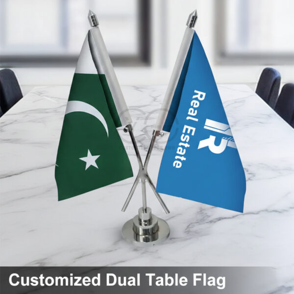 Dual Flags Stand Pole (Customizable)
