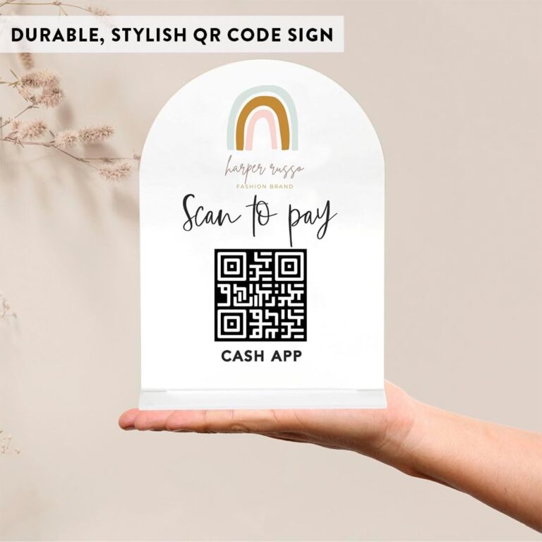 Custom QR Code Sign with Logo for Pop Up Shop, Vendor Booth Display Items, Acrylic Scan To Pay QR Code Sign for Business Personalized Scan QR Code Display
