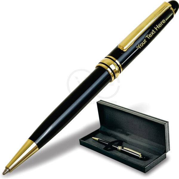 Custom Engraved Wooden Pen Box with Card Holder