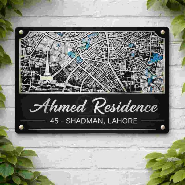House Name Plate with City Map